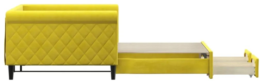 vidaXL Καναπές Κρεβάτι Συρόμεν. Κίτρινος 100x200εκ Βελούδινος Συρτάρια