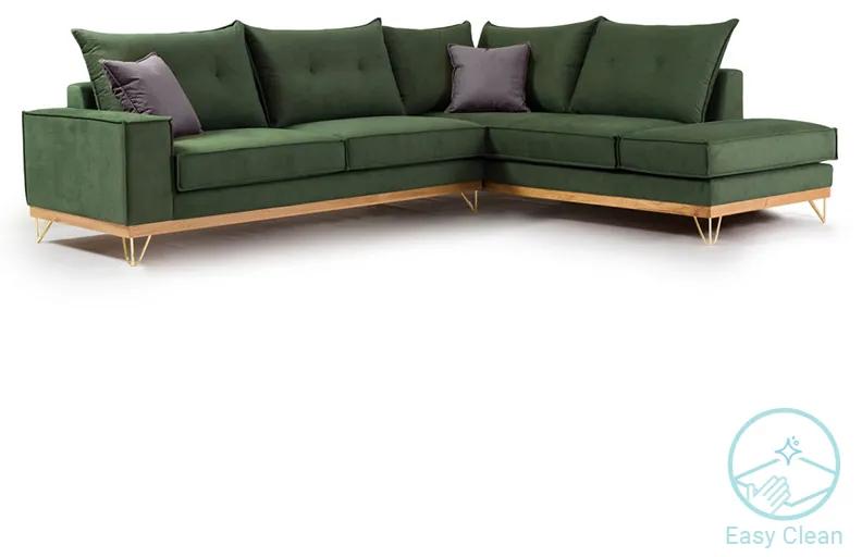 Γωνιακός καναπές αριστερή γωνία Luxury II pakoworld ύφασμα κυπαρισσί-ανθρακί 290x235x95εκ - Ύφασμα - 168-000001