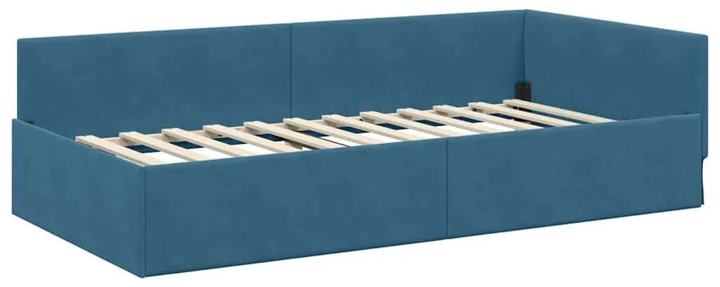 vidaXL Κρεβάτι Γωνίας Μπλε 80 x 200 cm Βελούδο και Εργοστασιακό ξύλο