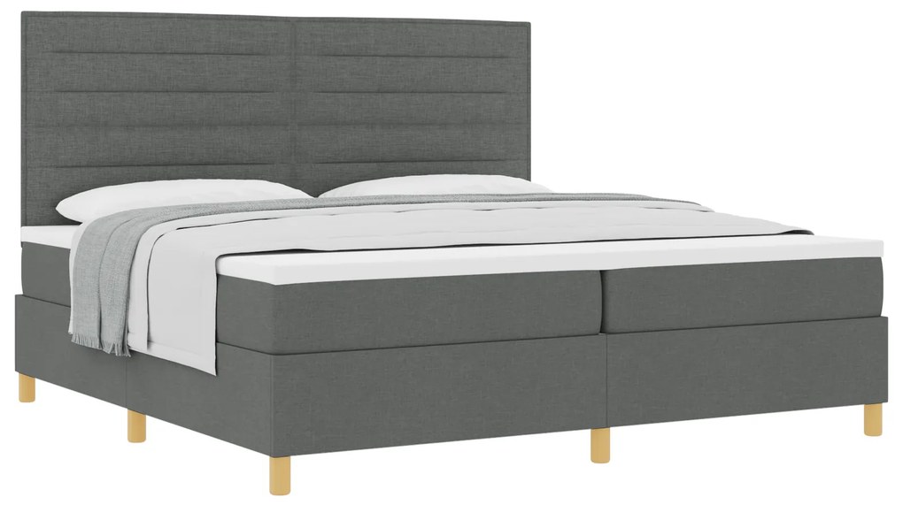 vidaXL Κρεβάτι Box Spring με Στρώμα Σκουρό Γκρι 200x200 εκ. Ύφασμα
