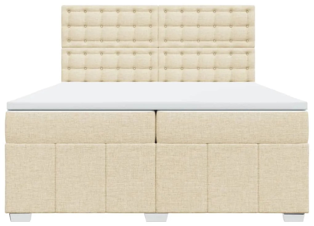 vidaXL Κρεβάτι Boxspring με Στρώμα Κρεμ 200x200 εκ. Υφασμάτινο