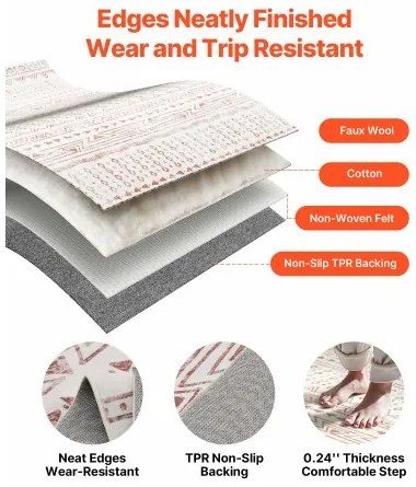 VEVOR Large Area Rug 5x8 ft Anti-Skid and Tear-Resistant Floor Mat Modern Beige