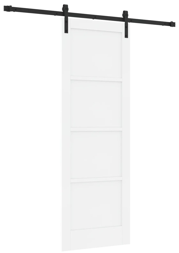 vidaXL Συρόμενη Πόρτα με Σετ Υλικών Λευκή 73.5x211 εκ. Συμπαγές Ξύλο Πεύκο