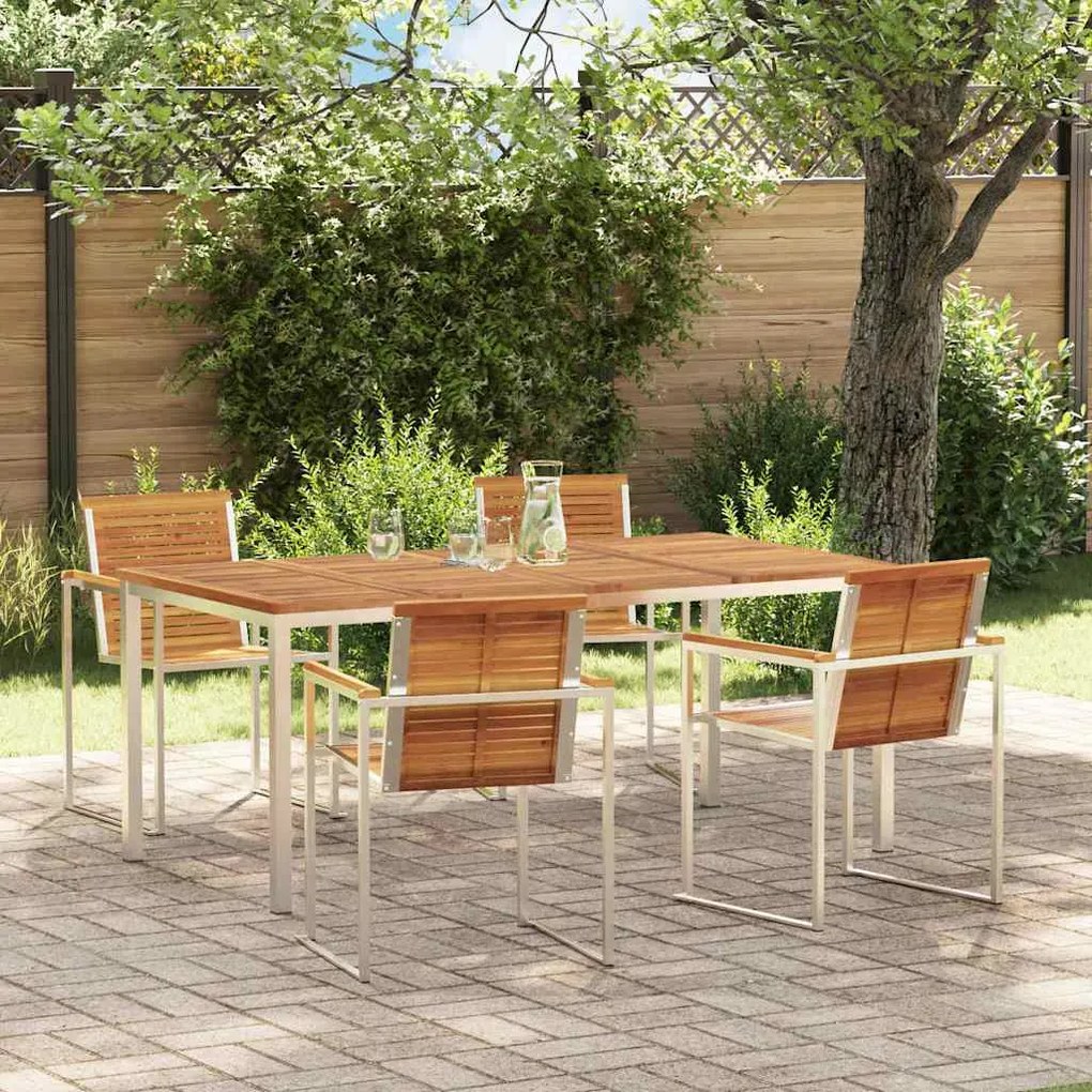 vidaXL Σέτ φαγητού για κήπο 5 pcs Σταθερό Ξύλο Ακακίας