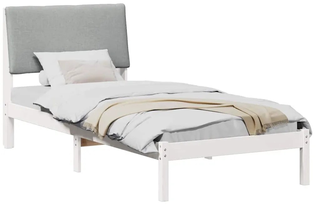 vidaXL Σκελετός Κρεβατιού Λευκό και ανοιχτό γκρι 90 x 190 cm