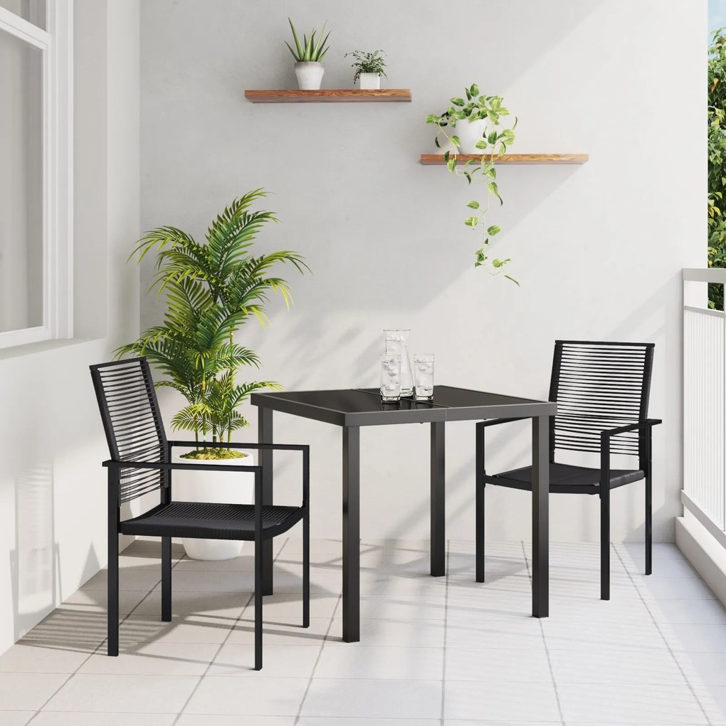 vidaXL Σετ 3 Τεμαχίων Καθίσματος Κήπου Μαύρο PVC Ράφαν