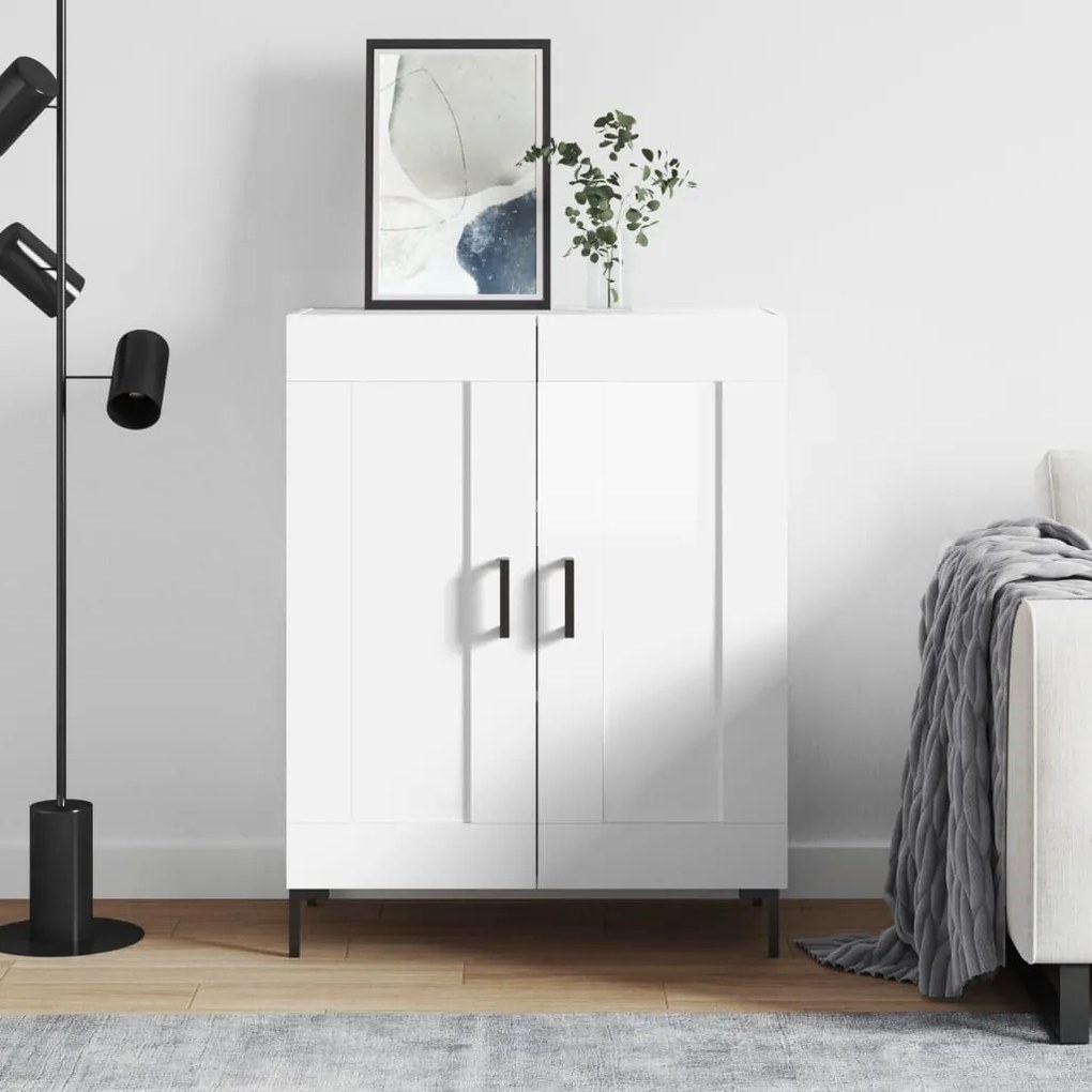 Ντουλάπι Γυαλιστερό Λευκό 69,5x34x90 εκ. Επεξεργασμένο Ξύλο 830198