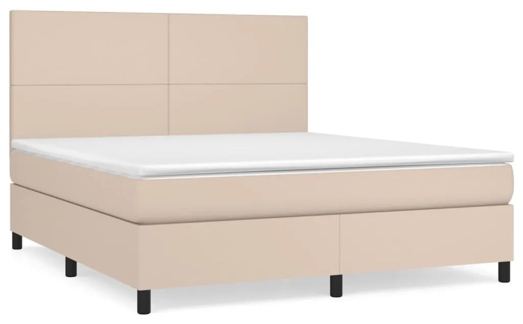 Κρεβάτι Boxspring με Στρώμα Καπουτσίνο 160x200εκ.από Συνθ.Δέρμα - Καφέ