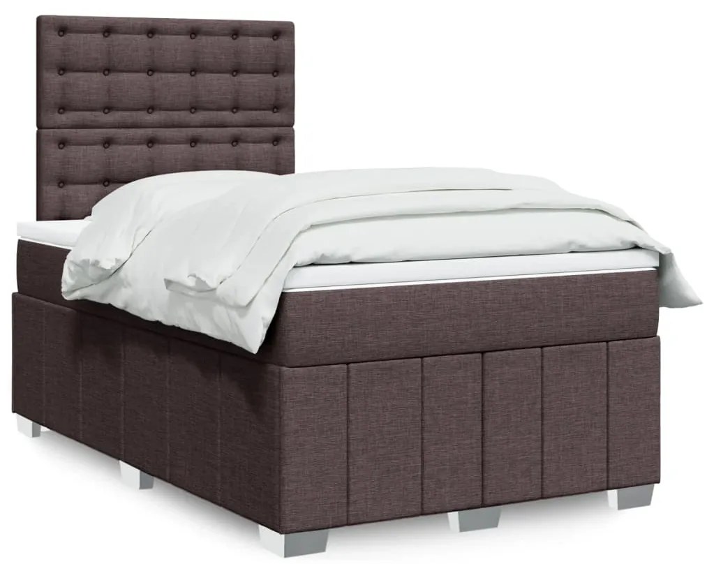 Κρεβάτι Boxspring με Στρώμα Σκούρο Καφέ 120x190 εκ Υφασμάτινο