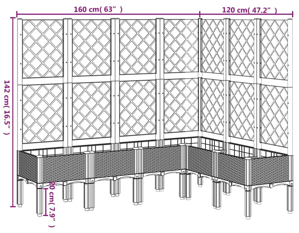 ΖΑΡΝΤΙΝΙΕΡΑ ΚΗΠΟΥ ΜΕ ΚΑΦΑΣΩΤΟ ΜΑΥΡΟ 160 X 120 X 142 ΕΚ. ΑΠΟ PP 367938