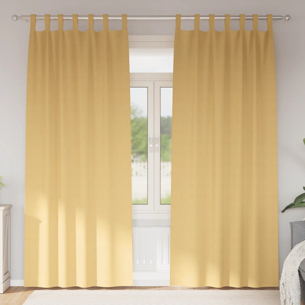 vidaXL Κουρτίνες με κουρτίνες 2 pcs Μπεζ 245 x 140 εκ. Πολυεστέρας