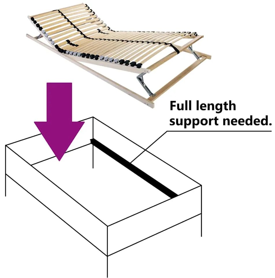 vidaXL Βάση κρεβατιού με λάμες Καφέ 80 x 190 cm Στερεό ξύλο οξιάς