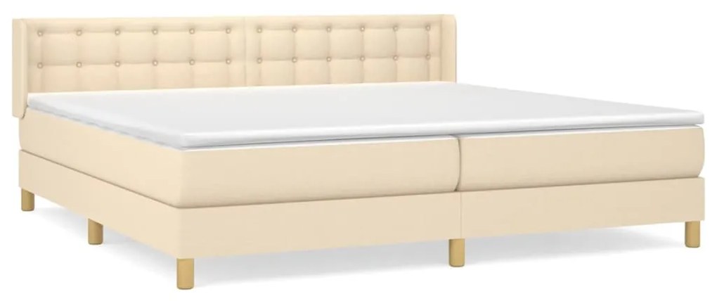 Κρεβάτι Boxspring με Στρώμα Κρεμ 180x200 εκ. Υφασμάτινο - Κρεμ