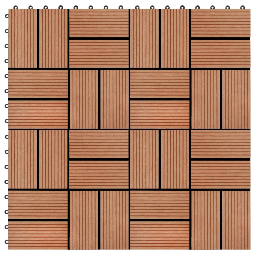 Πλακάκια Deck 11 τεμ. Χρώμα Teak 30 x 30 εκ. 1 μ² από WPC