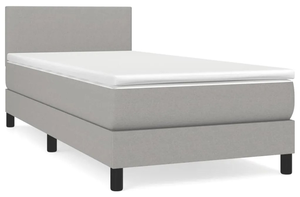 vidaXL Κρεβάτι Boxspring με Στρώμα Ανοιχτό Γκρι 80x200 εκ. Υφασμάτινο