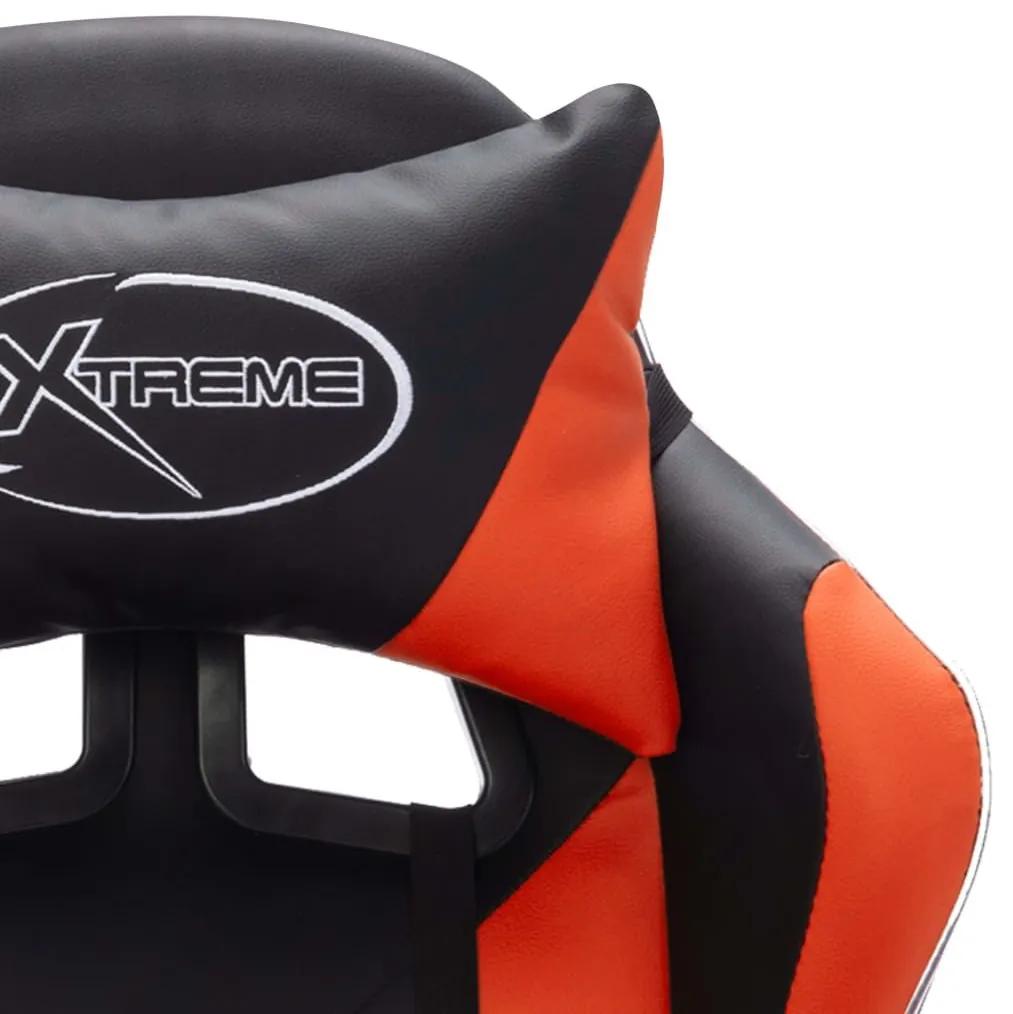 Καρέκλα Racing με Φωτισμό RGB LED Πορτοκαλί/Μαύρο Δερματίνη - Πολύχρωμο
