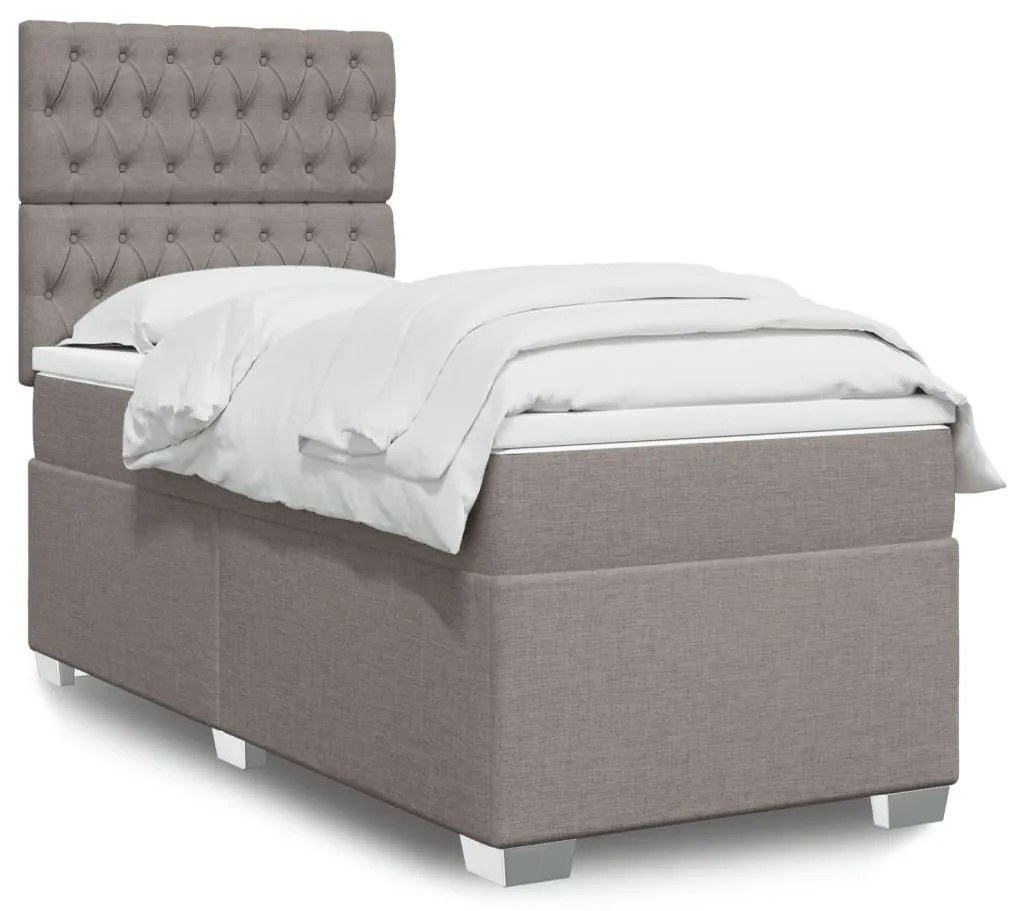 Κρεβάτι Boxspring με Στρώμα Taupe 80x200 εκ. Υφασμάτινο - Μπεζ-Γκρι