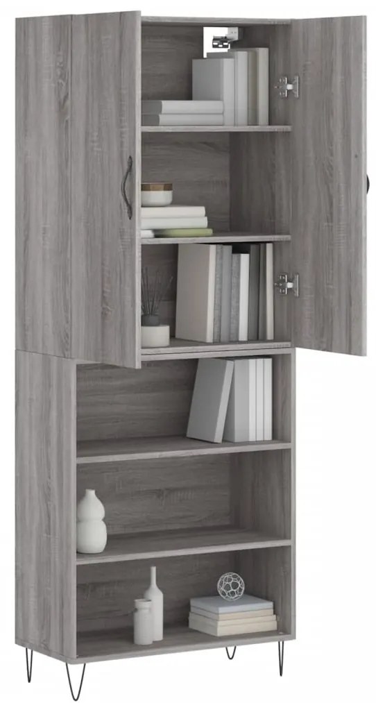 vidaXL Ντουλάπι Γκρι Sonoma 69,5 x 34 x 180 εκ. Επεξεργασμένο Ξύλο