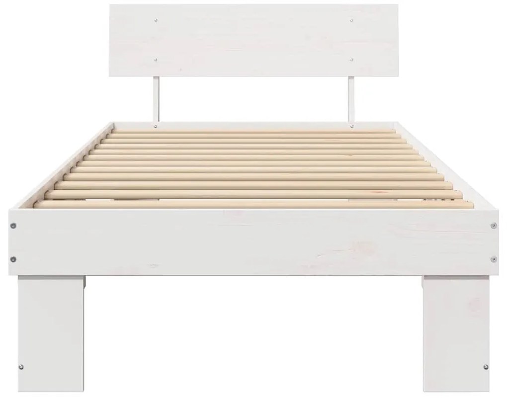 vidaXL Σκελετός Κρεβατιού Λευκό 90 x 190 cm Μασίφ ξύλο πεύκου