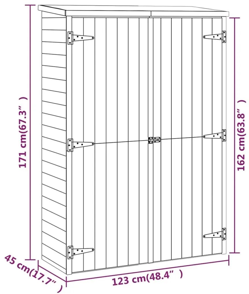 Αποθήκη Εργαλείων Κήπου 123x45x171 εκ. Εμποτισμένο Μασίφ Πεύκο - Καφέ