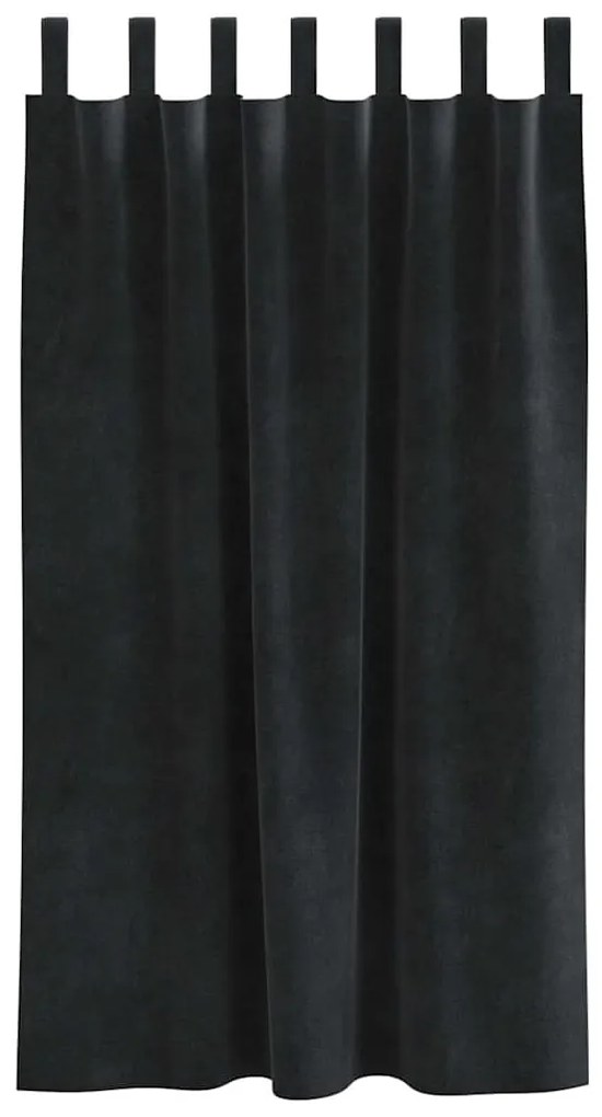 vidaXL Κουρτίνες με κουρτίνες 2 pcs Μαύρο 140 x 175 cm Βελούδο