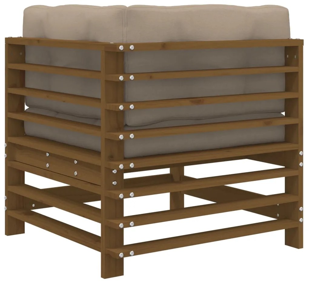 vidaXL Καναπέδες Γωνιακοί με Μαξιλάρια 2 τεμ. Μελί Μασίφ Ξύλο Πεύκου