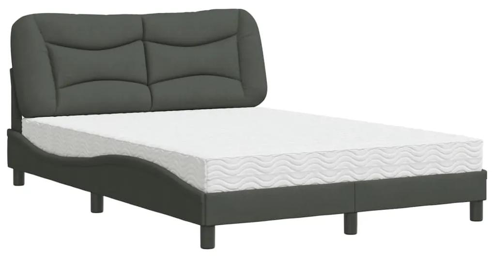 vidaXL Κρεβάτι με Στρώμα Σκούρο Γκρι 120x200 εκ. Υφασμάτινο