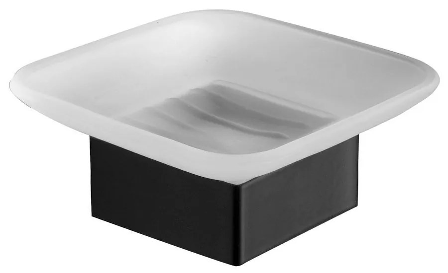 Σαπουνοθήκη Επιτραπέζια Quattro 839155 10,6x10,6x6cm Black Mat Karag Ανοξ.Ατσάλι,Γυαλί