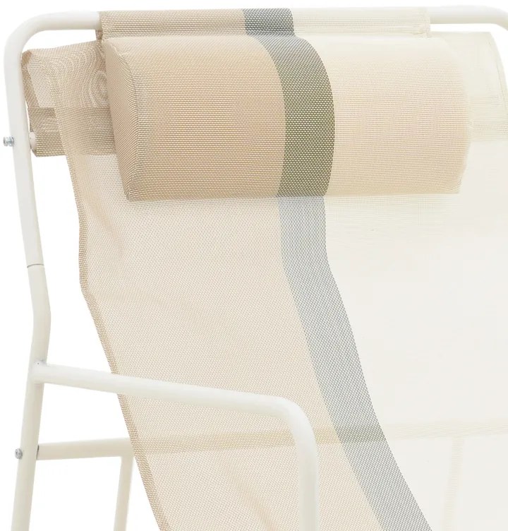 Σεζλόνγκ Feisty pakoworld αλουμίνιο λευκό-textilene γκρι-εκρού-μαξιλάρι 65x83x86εκ