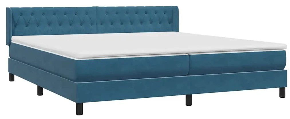 vidaXL Box Spring κρεβάτι με στρώμα σκούρο μπλε 180x220 cm Βελούδινο