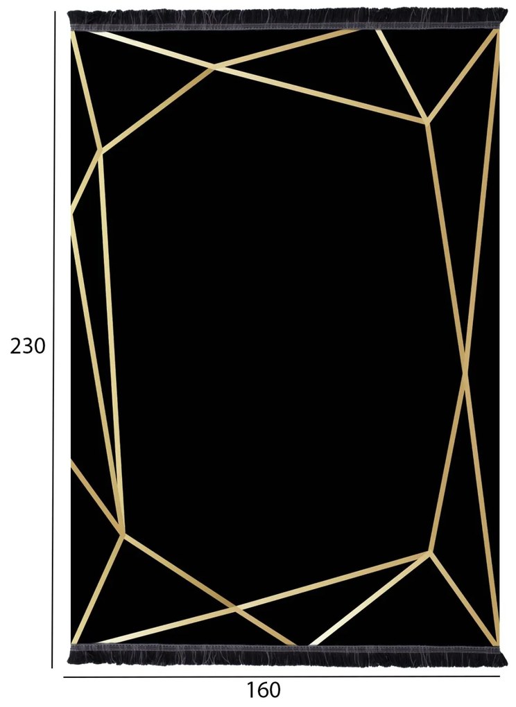 Χαλί Σαλονιού Με Κρόσια Josiane Μαύρο - Χρυσό 160x230 Εκ.