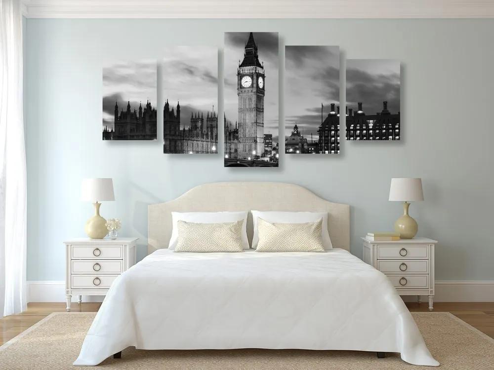 Εικόνα 5 μερών Big Ben στο Λονδίνο σε ασπρόμαυρο - 100x50