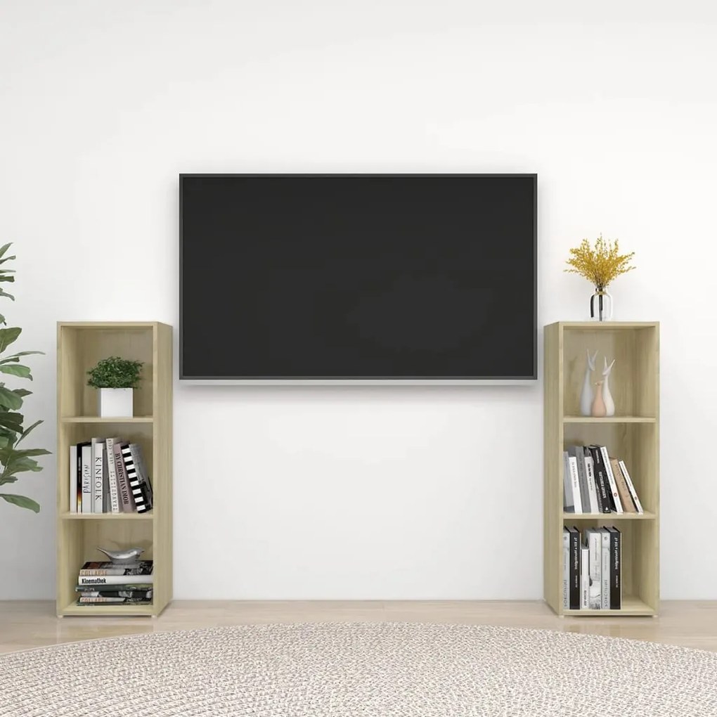 vidaXL Έπιπλα Τηλεόρασης 2 Τεμ Sonoma Δρυς 107 x 35 x 37εκ Επεξ. Ξύλο