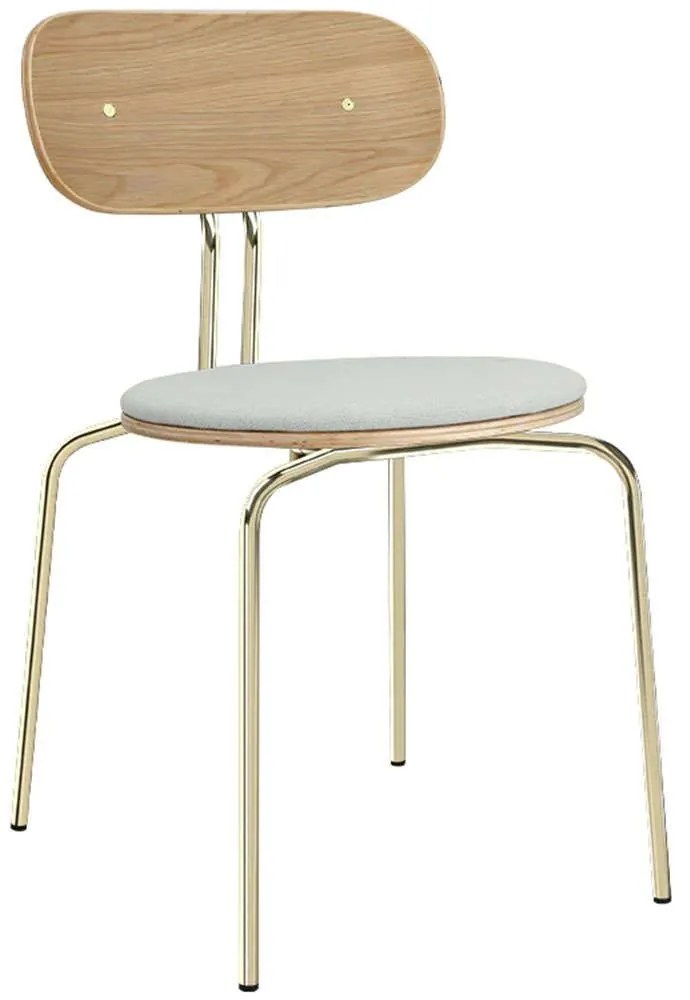 Καρέκλα Τραπεζαρίας Curious Brass 5916-1C719-03 44,5x48x77,5cm Oak-Light Grey Umage Steel,Polywood