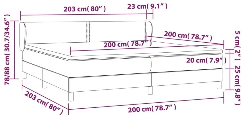 Κρεβάτι Boxspring με Στρώμα Ανοιχτό Γκρι 200x200 εκ. Υφασμάτινο - Γκρι