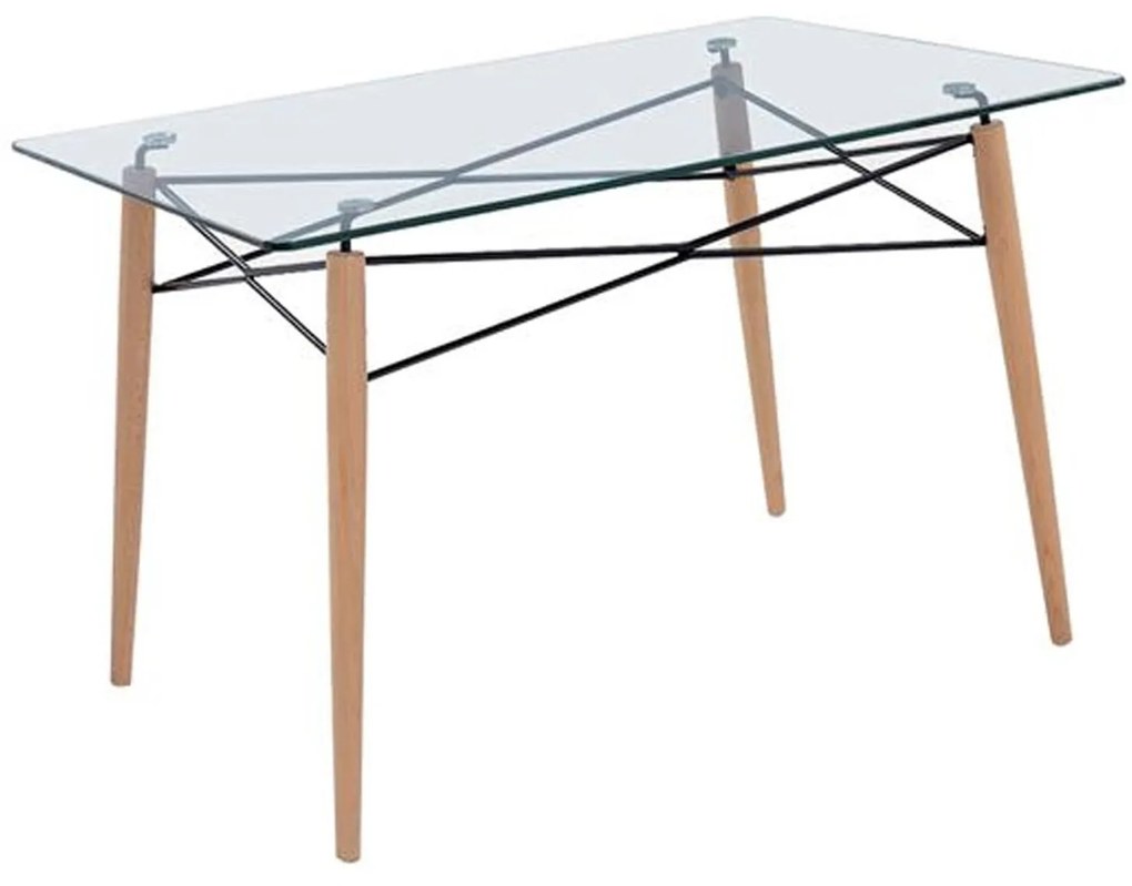 Τραπέζι Art Wood Ε7081,2 Ξύλο/Γυαλί 10mm 120x80cm Wood, Glass