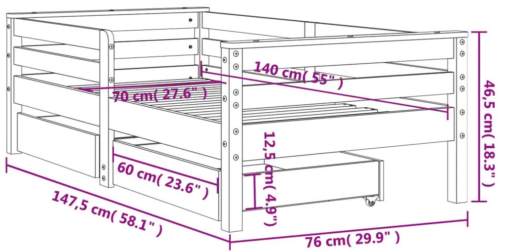 ΠΛΑΙΣΙΟ ΠΑΙΔ. ΚΡΕΒΑΤΙΟΥ ΜΕ ΣΥΡΤΑΡΙΑ ΛΕΥΚΟ 70X140ΕΚ. ΜΑΣΙΦ ΠΕΥΚΟ 834442