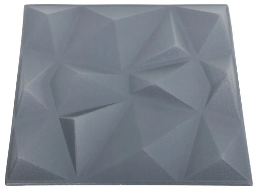 vidaXL Πάνελ Τοίχου 3D 24 τεμ. Γκρι Διαμαντιού 50 x 50 εκ. 6 μ²