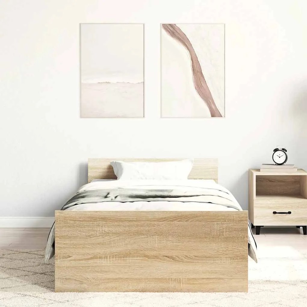 vidaXL Πλαίσιο Κρεβ. Χωρ. Στρώμα Sonoma Δρυς 90 x 190 εκ. Επεξ. Ξύλο