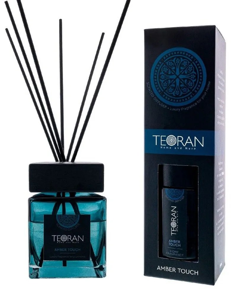 Αρωματικό Χώρου Με Sticks Amber Touch Τετράγωνο 150ml Teoran