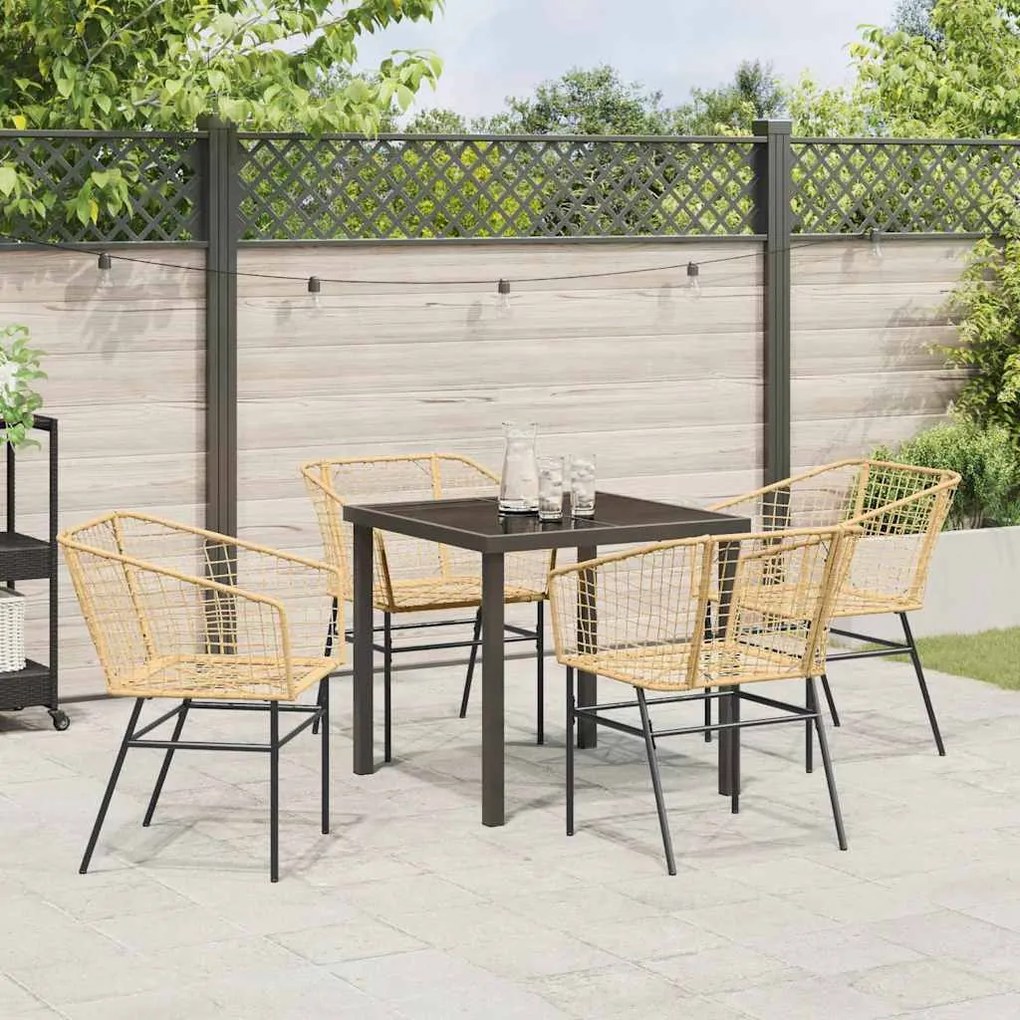 vidaXL Σέτ φαγητού για κήπο 5 pcs Καφέ συνθετικό ρατάν