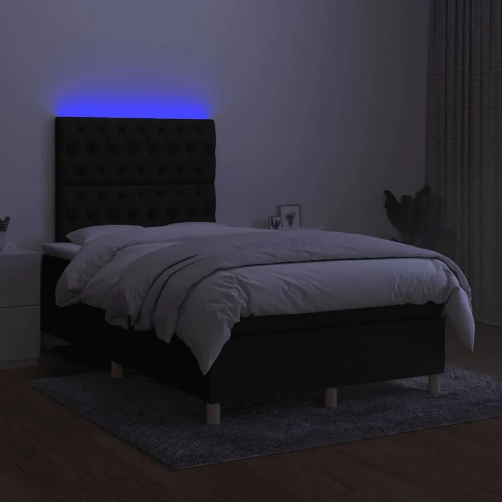 ΚΡΕΒΑΤΙ BOXSPRING ΜΕ ΣΤΡΩΜΑ &amp; LED ΜΑΥΡΟ 120X190 ΕΚ. ΥΦΑΣΜΑΤΙΝΟ 3270269