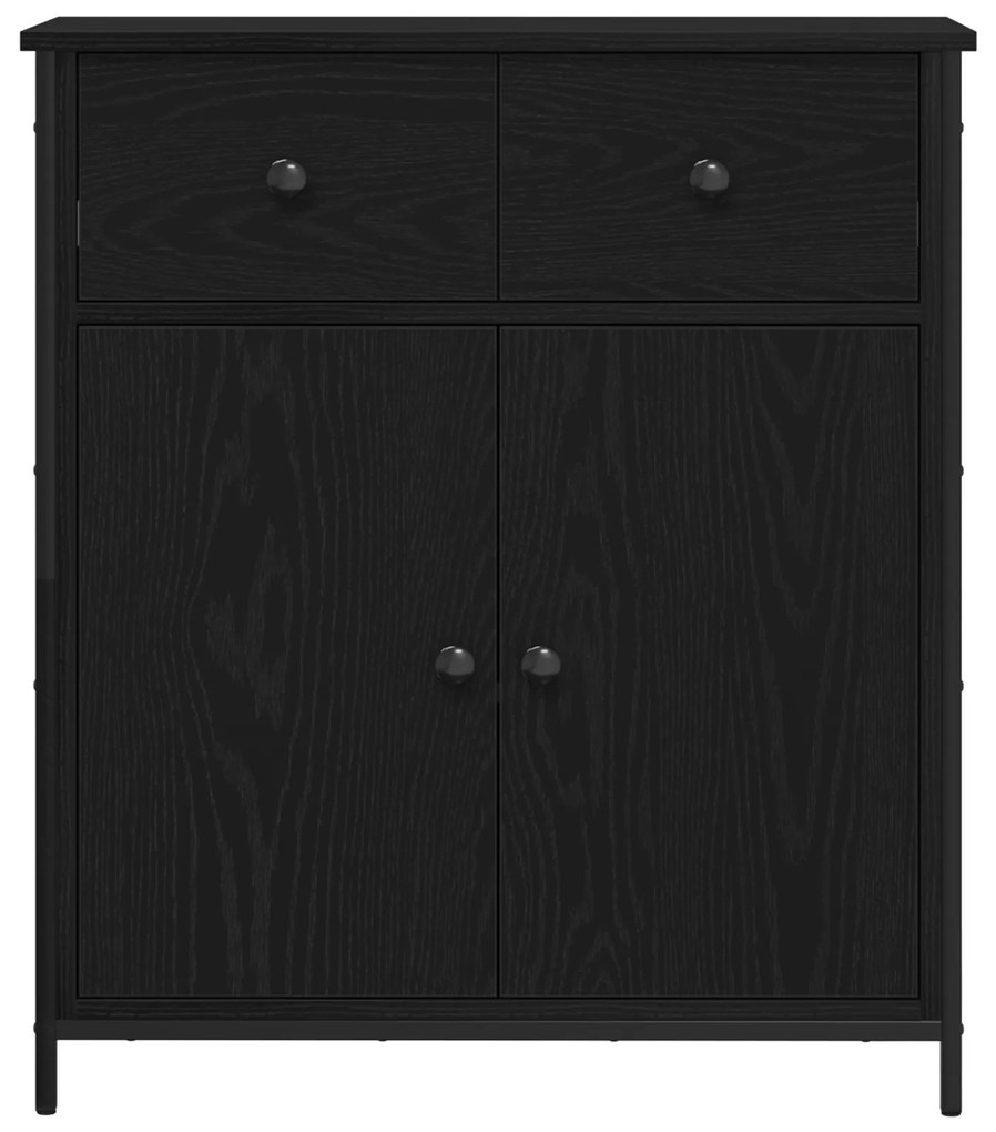 vidaXL Μπουφές Μαύρο Δρυς 70x30x80 εκ. Κατασκευασμένο από Τεχνητό Ξύλο και Ατσάλι