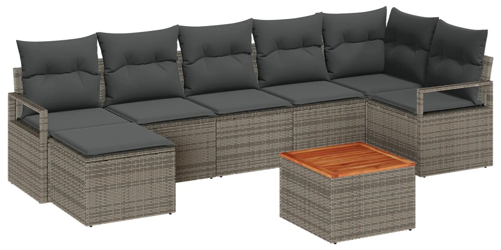 vidaXL Σετ Καναπέ Κήπου 8 pcs Γκρι Μεγάλο Πολυαιθυλένιο, Ατσάλι, Ξύλο