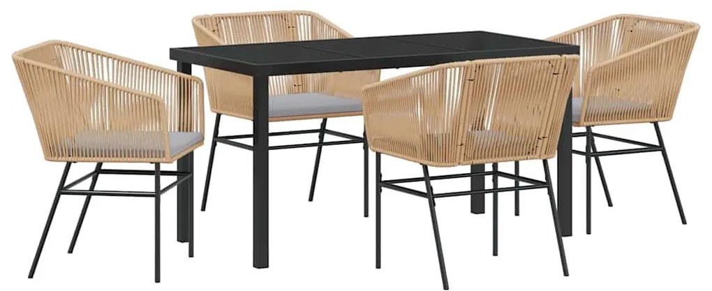 vidaXL Σέτ φαγητού για κήπο 5 pcs Καφέ Πολυ ράταν