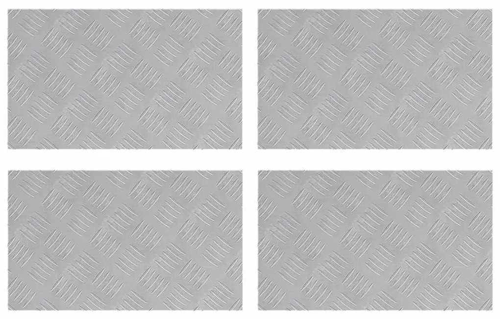 vidaXL Επιφάνειες Καρό 4 pcs Ασημί 50 x 30 cm Αλουμίνιο
