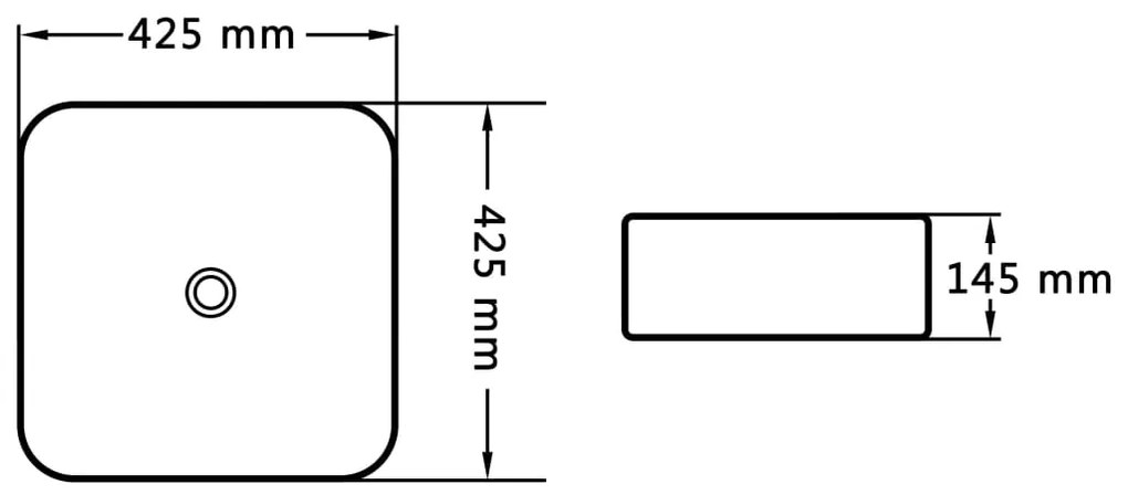 vidaXL Νιπτήρας Μαύρος 42,5 x 42,5 x 14,5 εκ. Κεραμικός