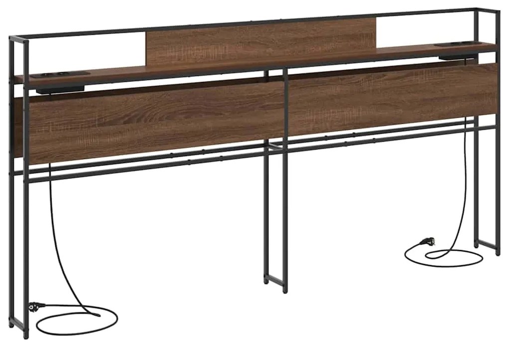 vidaXL Κεφαλάρι Αποθήκης με ράφι Καφέ δρυς 200 cm Επεξεργασμένο ξύλο