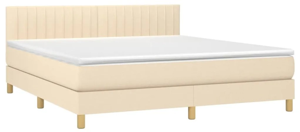 ΚΡΕΒΑΤΙ BOXSPRING ΜΕ ΣΤΡΩΜΑ &amp; LED ΚΡΕΜ 180X200 ΕΚ. ΥΦΑΣΜΑΤΙΝΟ 3133898