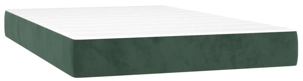 vidaXL Κρεβάτι Boxspring με Στρώμα & LED Σκ. Πράσινο 120x200εκ Βελούδο